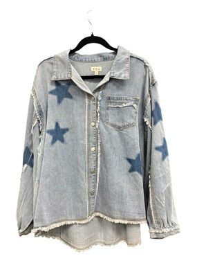 POL Light Blue Denim Jacket with Navy Star Print